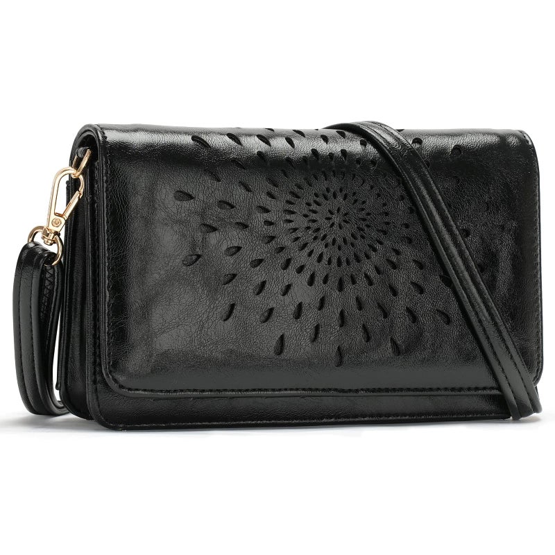 APHISON Multi-Function Small Crossbody Bags For Women,Cell Phone Shoulder Bag,Clutch Purse,RFID Wristlet Wallet,Card Holder Black - Image 1